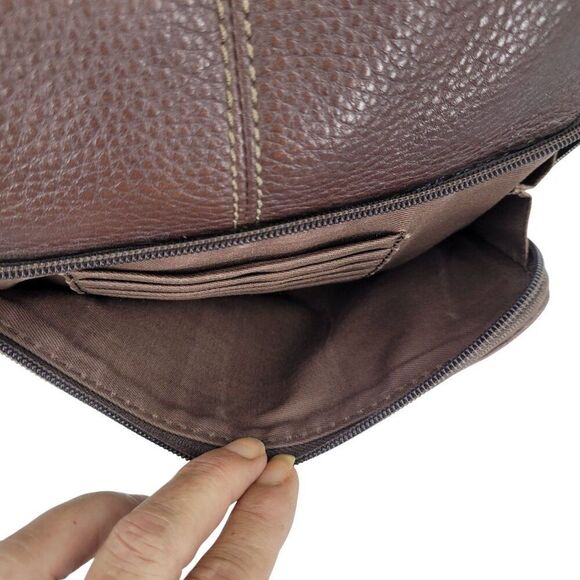 Vtg Fossil Morgan Brown Pebble Leather Crossbody Bag Multiple Pockets Adjustable - Picture 14 of 16